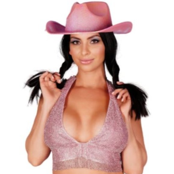 Womens Pink Genuine Western Style Cowboy Rave Festival Party Hat main image 4